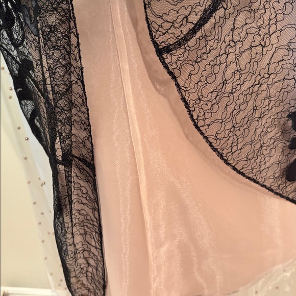 Elegant Black and Cream Lace Dress - Picture 5 of 11